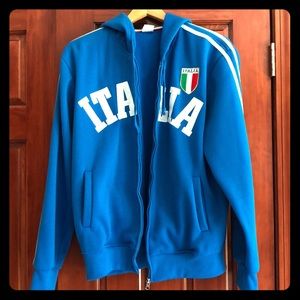 Italia Blue and White Zip-Up Hoodie
